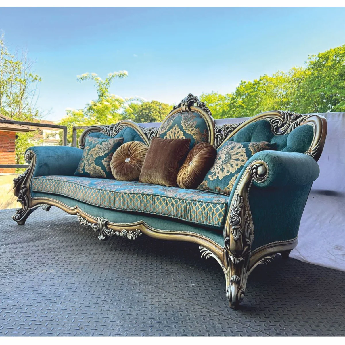 Luxury Baroque Living Room Set Turquoise / Silver - Baroque Style Furniture