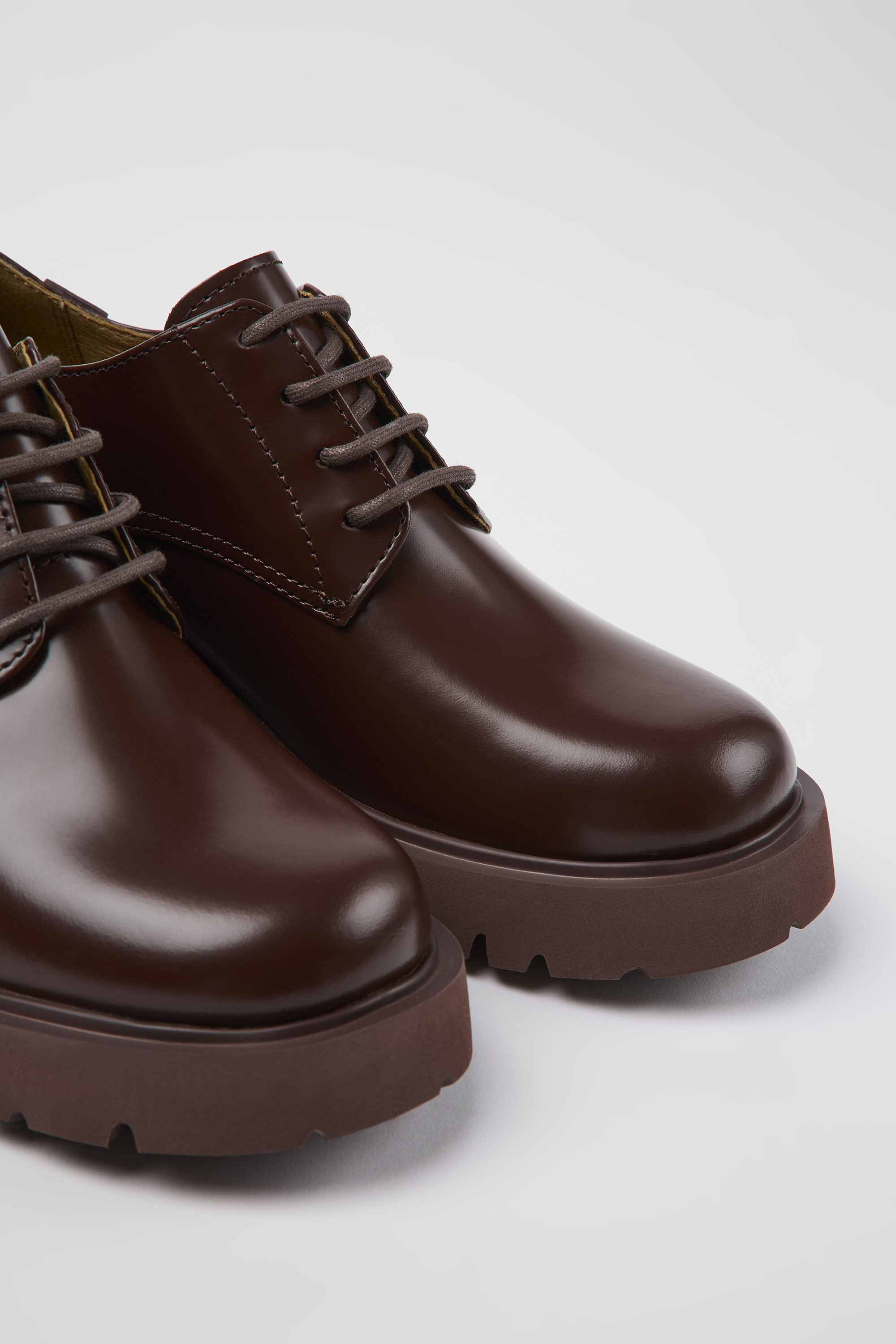 Milah - Burgund Leder Spitzen-up-Loafer für Frauen