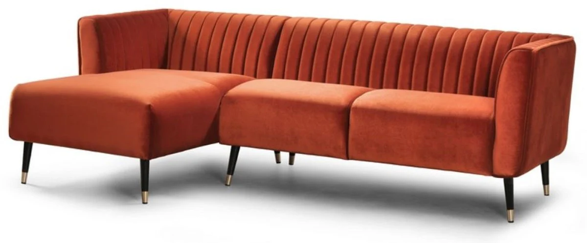 Luxury corner sofa orange / black / brass 250 x 150 x H. 87 cm - Modern living room sofa - Modern living room furniture - Luxury collection