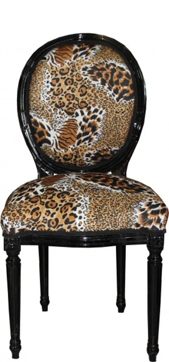 Baroque Dining Chair Medallion Tiger Pattern / Black - Baroque Furniture - Limited Edition