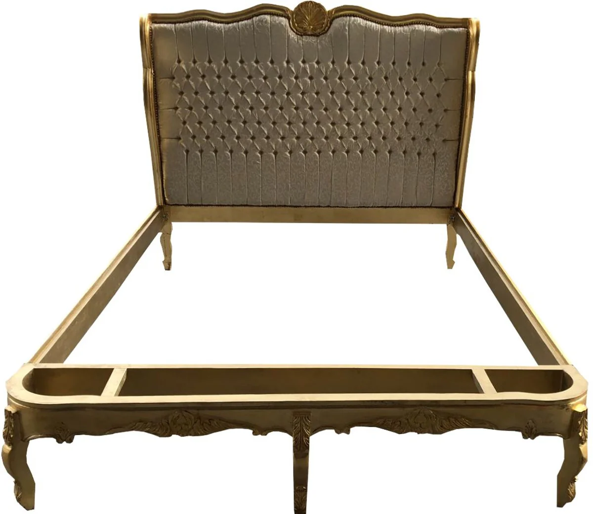 Baroque bed gold / cream satin fabric 180 x 200 cm from the luxury collection by Casa Padrino