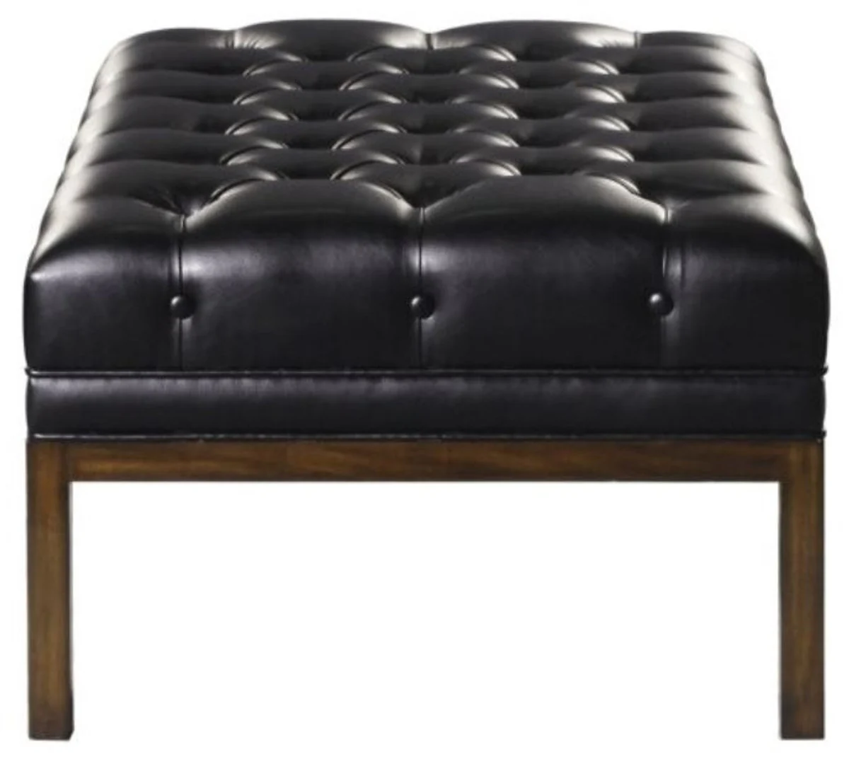 Chesterfield genuine leather footstool black / brown 80 x 59 x H. 40 cm - Hotel Furniture