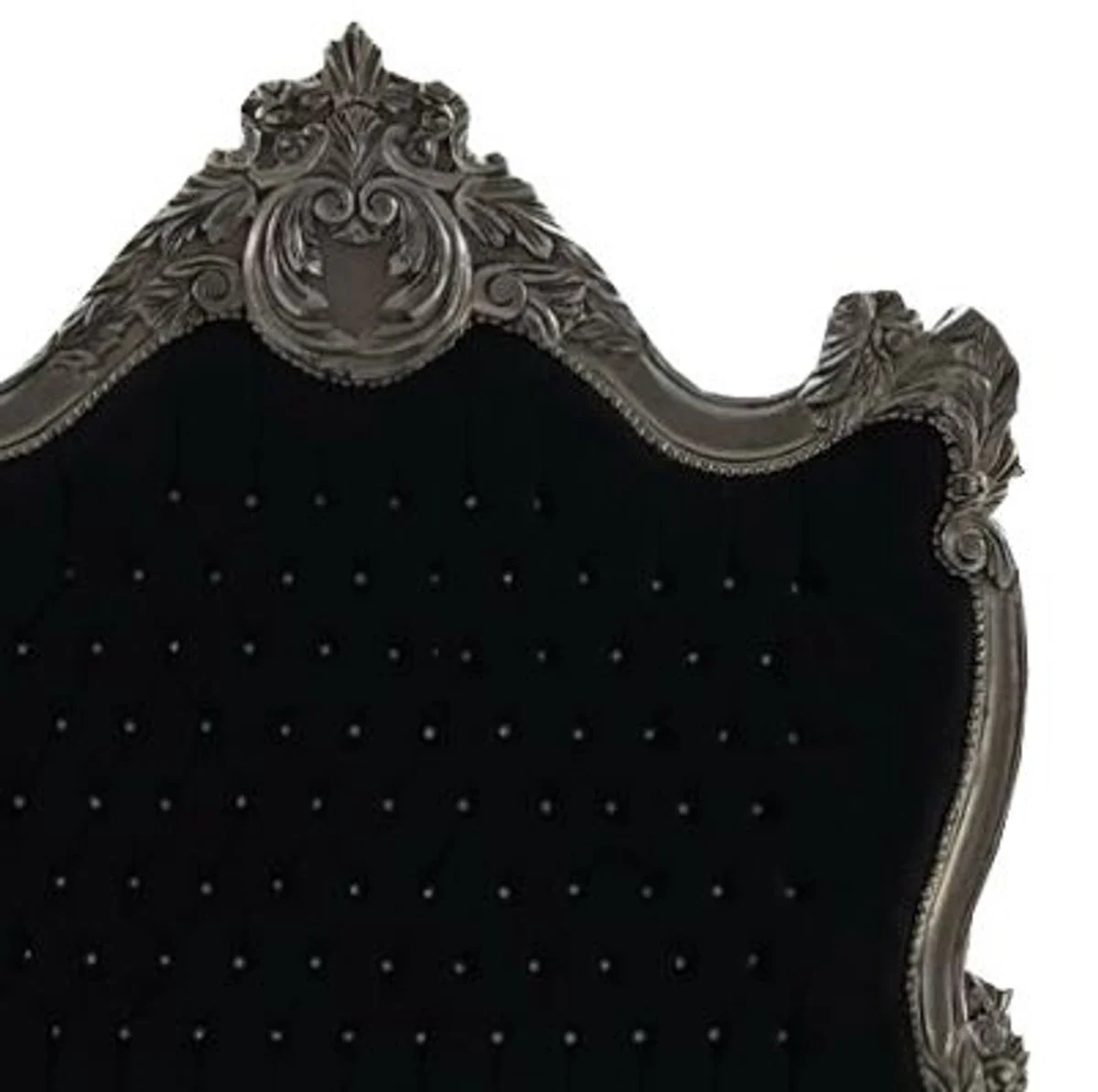 Baroque bed black / silver bling bling glitter stones 140 x 200 cm from the luxury collection by Casa Padrino