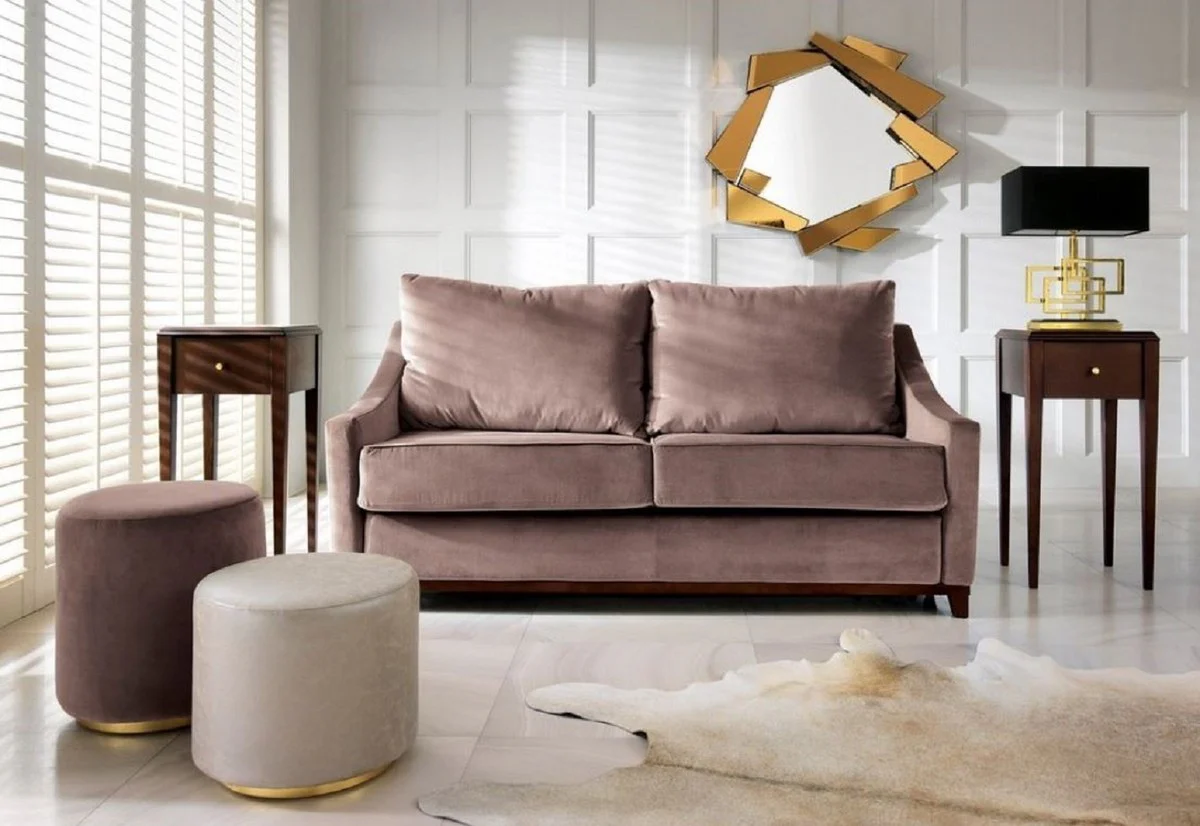 Luxury neoclassic sofa old pink / dark brown high gloss 179 x 101 x H. 97 cm - living room sofa with sleeping function - living room furniture - luxury furniture - neoclassic furniture