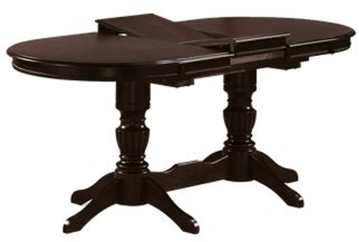 Art Nouveau dining table dark brown 150-185 x 90 x H. 75 cm - Oval extendable solid wood kitchen table - Dining room furniture