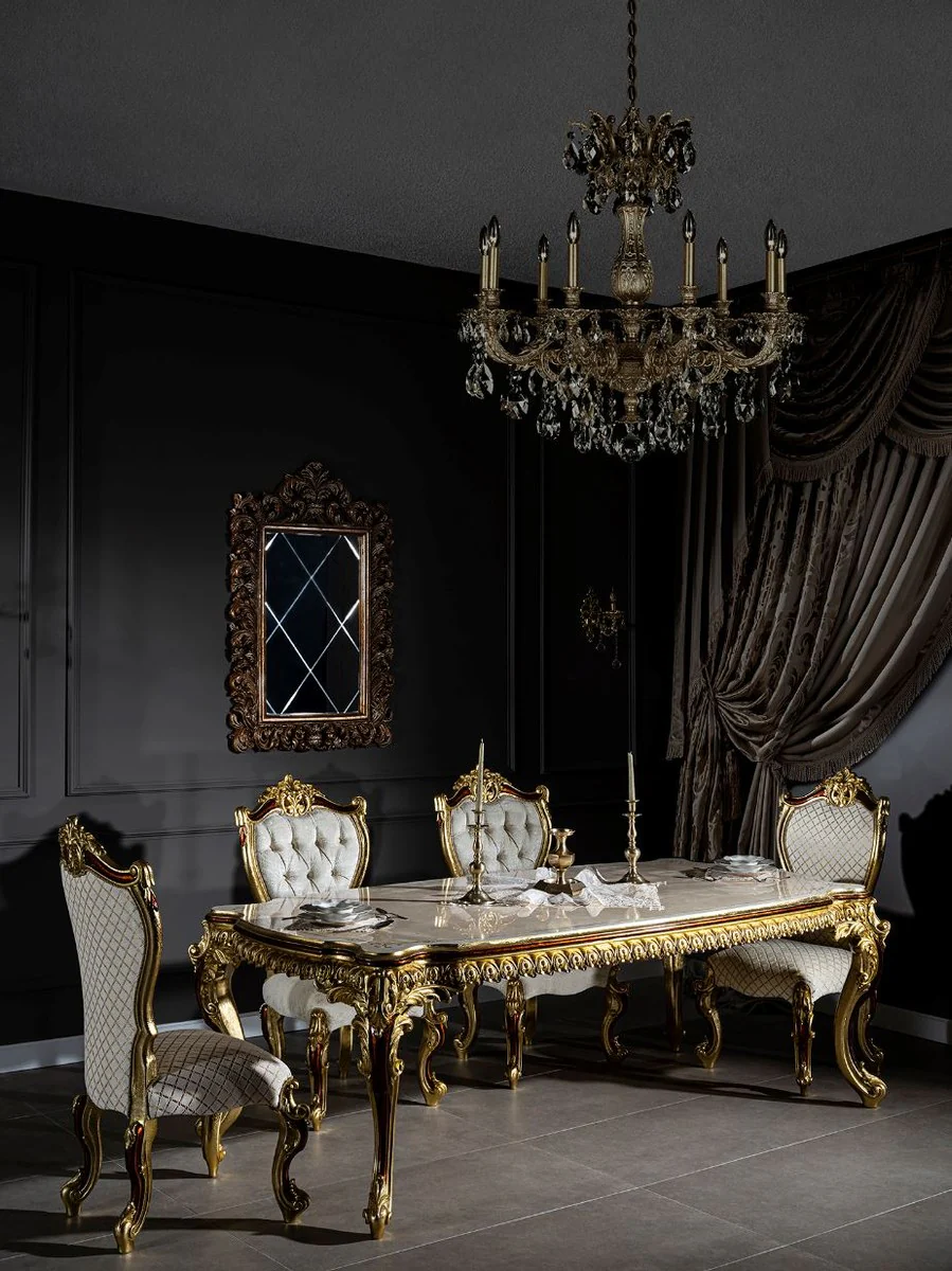 Luxury baroque dining table 230 x 105 x H. 80 cm - magnificent solid wood dining room table - dining room furniture in the baroque style