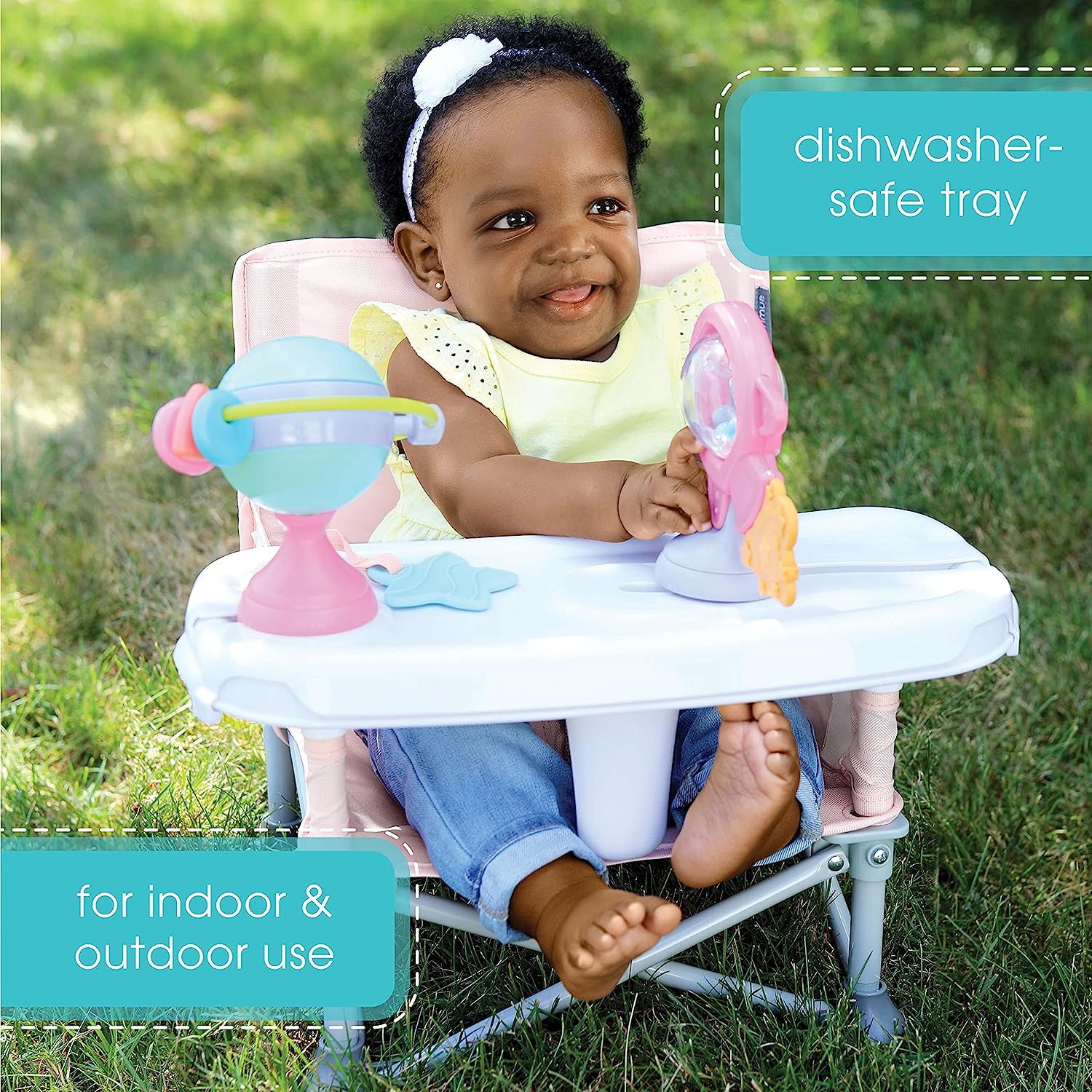 N Sit Tragbarer Sitzerhöhungsstuhl, Grau – Sitzerhöhung für den Innen-/Außenbereich – schnell, einfach und kompakt zusammenklappbar