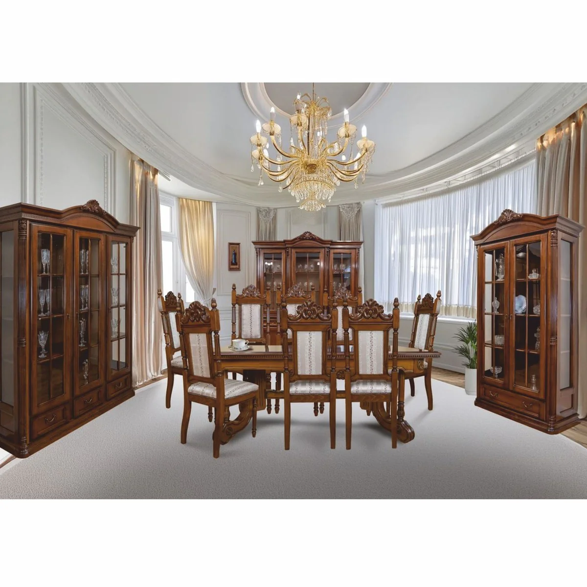 Luxury baroque display cabinet dark brown 178 x H. 220 cm - Baroque furniture