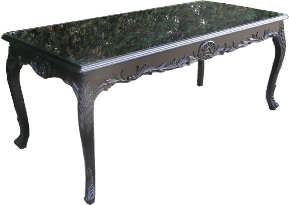 Baroque dining table with glass top black - Handmade dining room table in baroque style - Dining room furniture in baroque style - Baroque furniture - Baroque furnishings