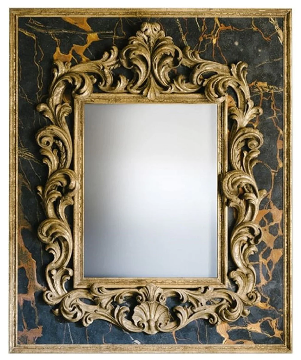 Luxury Baroque Mirror Antique Gold / Black - Rectangular Italian Baroque Style Wall Mirror - Baroque Furniture - Luxury Furniture in Baroque Style - Luxury Quality - Made in Italy