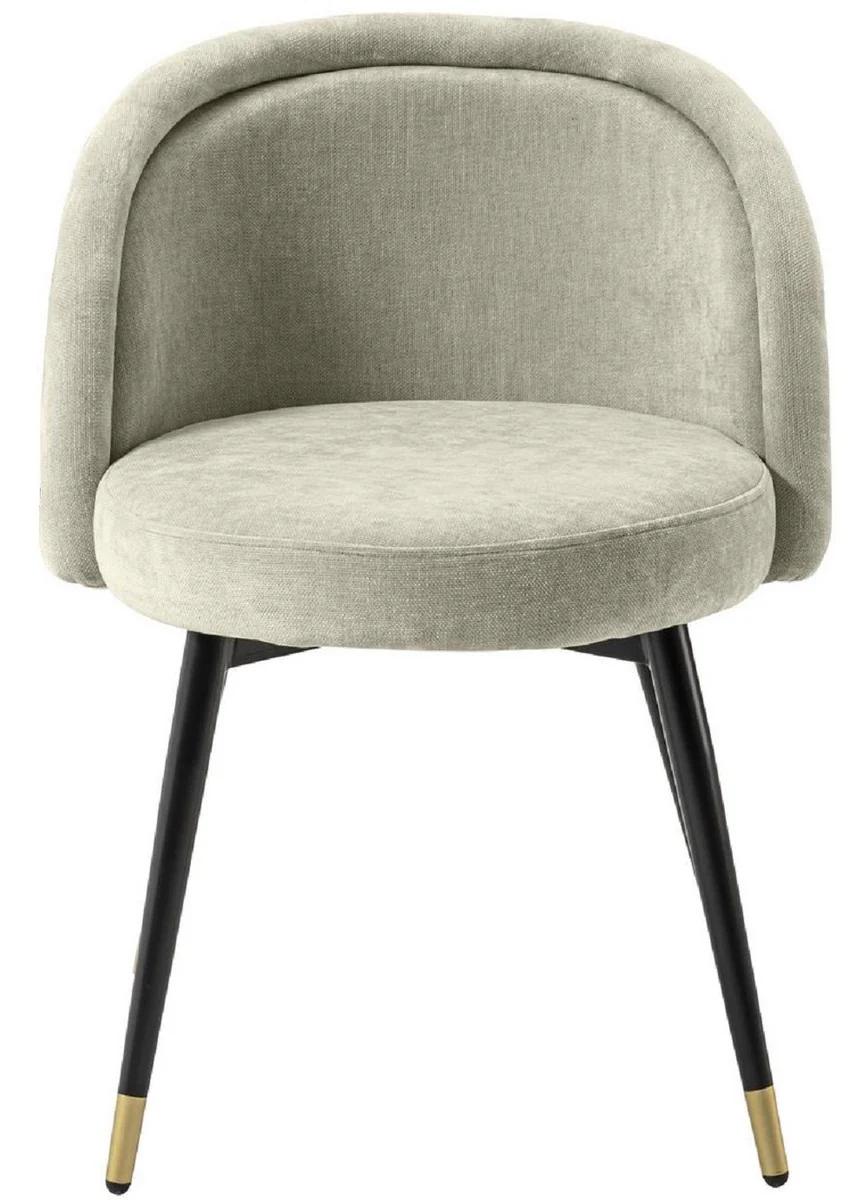 Luxury dining room chair set sand colors / black / brass 57.5 x 58 x H. 77 cm - Noble dining room chairs - Luxury dining room furniture