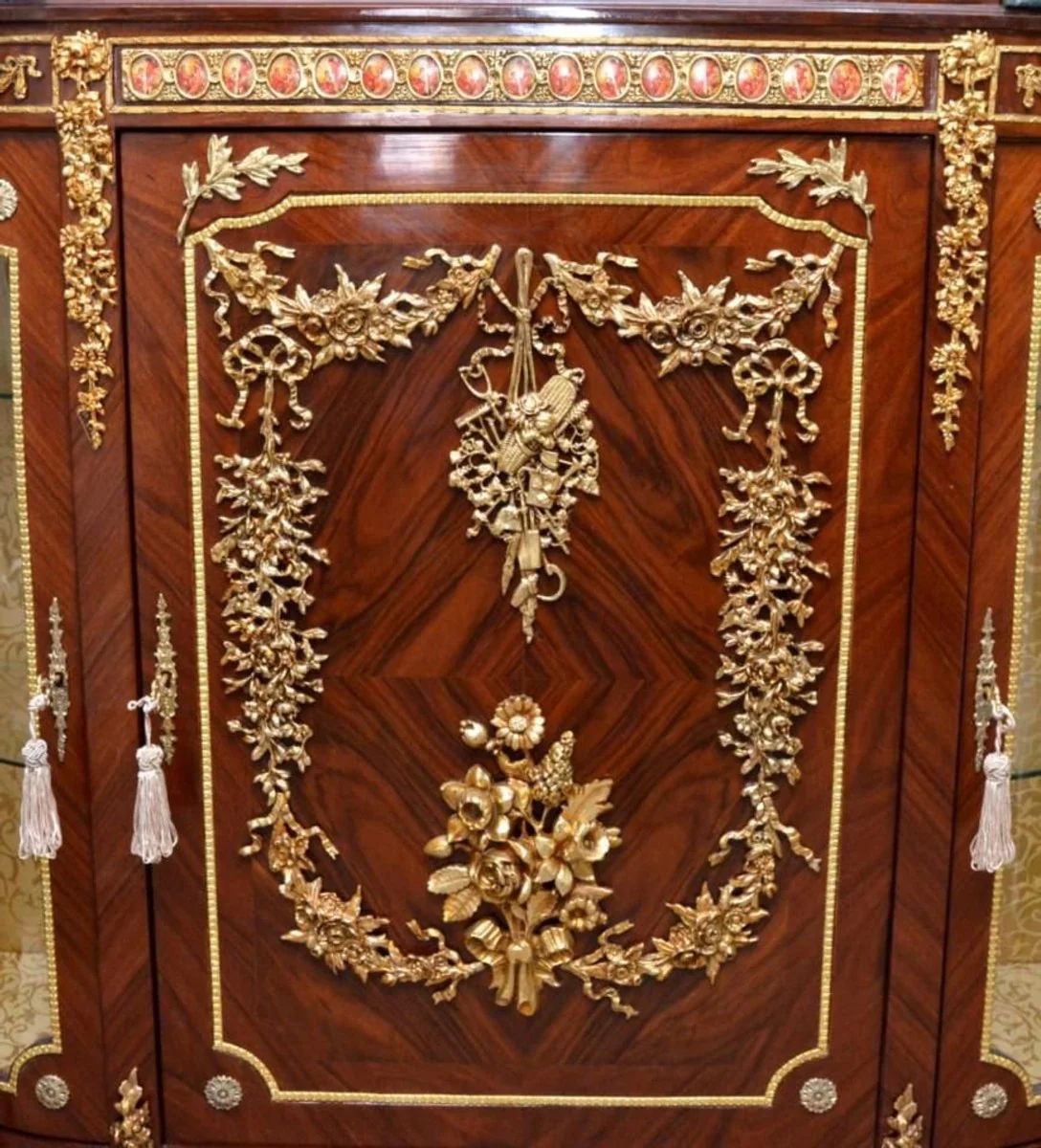 Baroque display cabinet brown / gold - 140 x 40 x H 145 cm Magnificent baroque display cabinet with glass door - baroque living room furniture