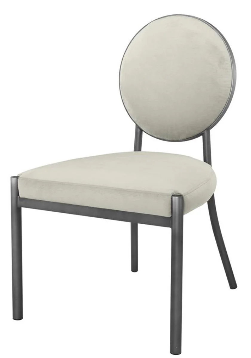 Dining room chair matt silver / light gray 57.5 x 60 x H. 91 cm - Luxury dining room furniture