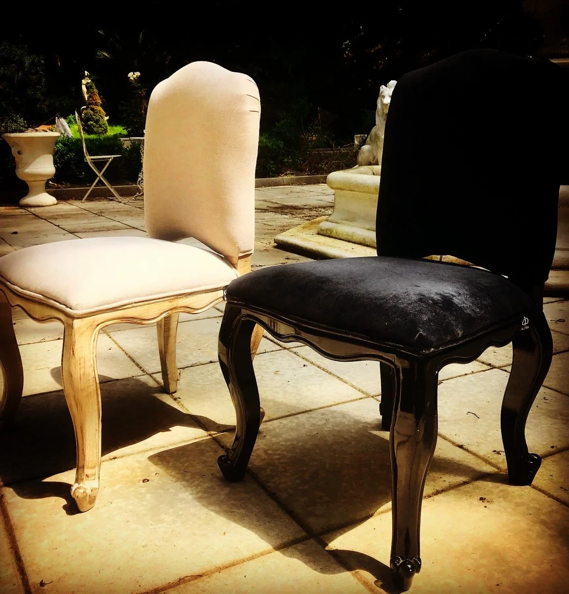 Luxury Baroque Dining Chair Castle Cream with Brass Lion Handle - Furniture Restaurant Hotel - Castle Furniture