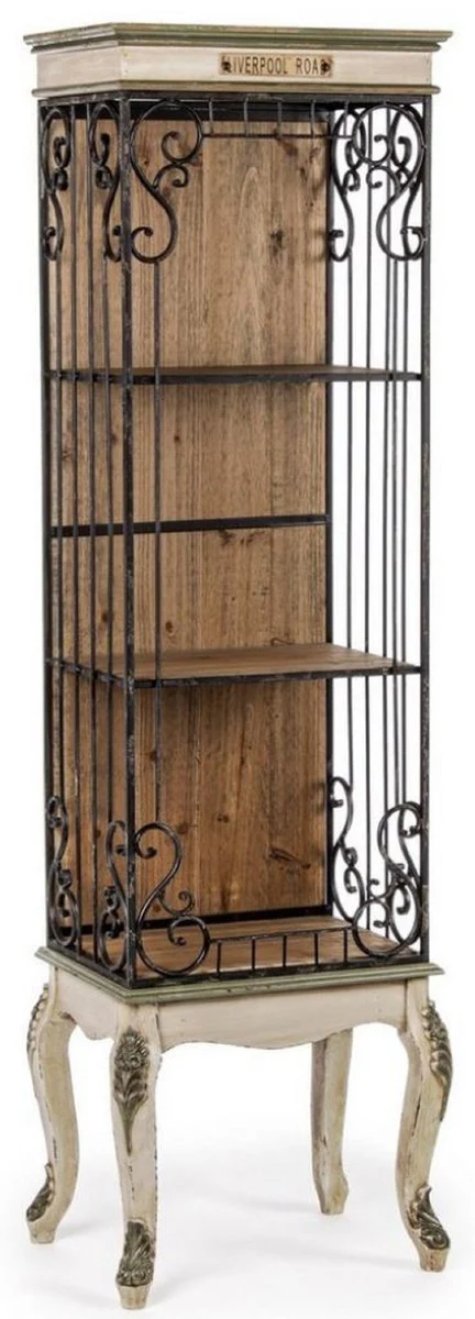 Baroque bookcase cream / brown 46.2 x 33 x H. 159.5 cm - Baroque cupboard - Baroque shelf cabinet - Baroque living room furniture - Baroque office furniture - Baroque furnishings