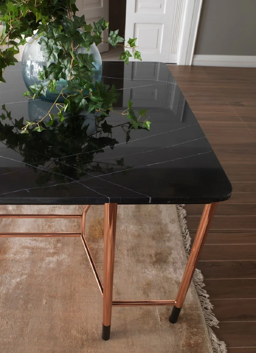 Luxury dining room furniture set white / black / copper - 1 luxury dining table with marble top & 8 luxury dining room chairs - dining room furniture - restaurant furniture - luxury furniture