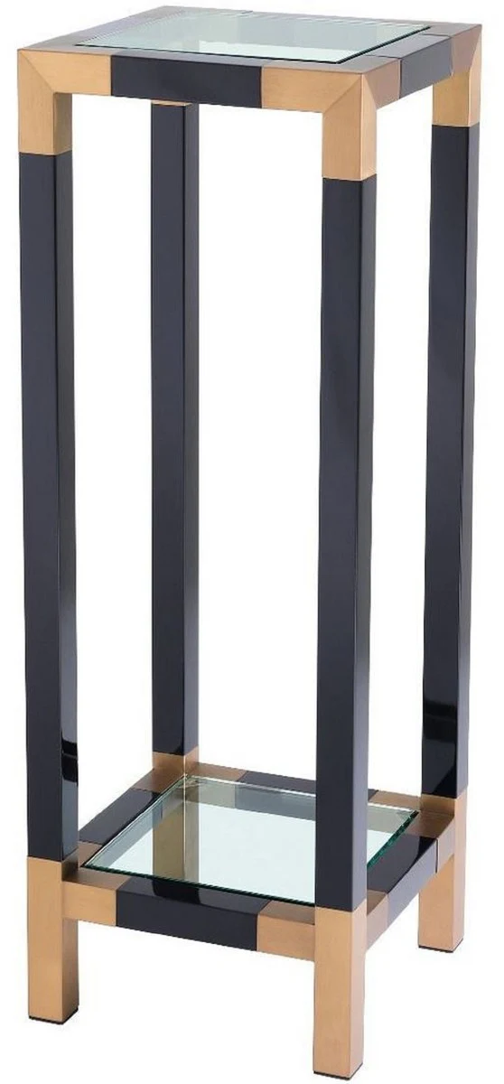 Luxury column black / brass 35 x 35 x H. 100 cm - stainless steel side table with glass tops - luxury furniture