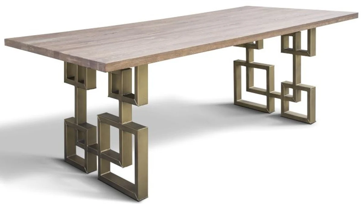 Designer solid wood dining table with rustic oak table top and steel legs - Various colors & sizes - Dining room table
