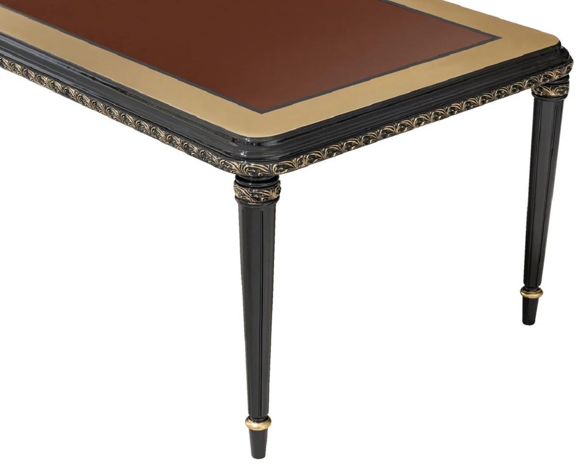 Luxury Baroque Dining Room Set Silver / Brown / Black / Gold - 1 Baroque Dining Table & 6 Baroque Dining Chairs - Luxury Dining Room Furniture in Baroque Style - Magnificent Baroque Dining Room Furniture