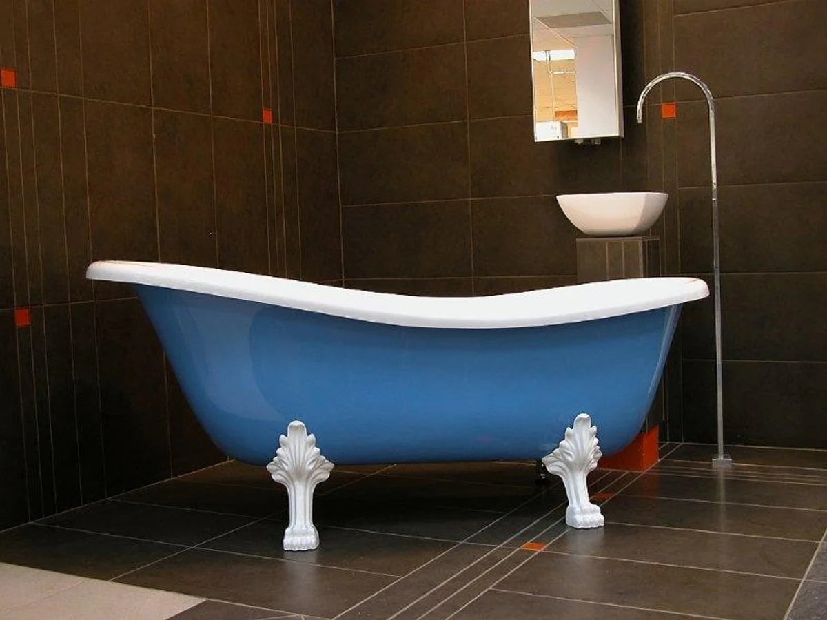 Freestanding luxury bathtub Art Nouveau Roma light blue/white/white 1470mm - Baroque antique style bathroom