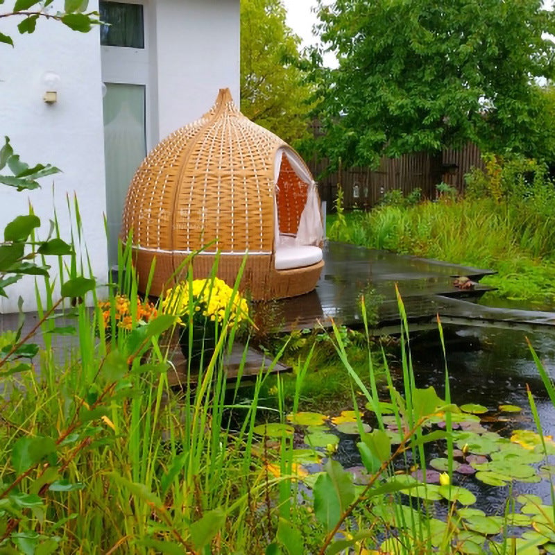 Outdoor Freizeit Balkon Sofa Kombination Single Doppel Rattan Möbel Resort Vogel Käfig Sofa Bett