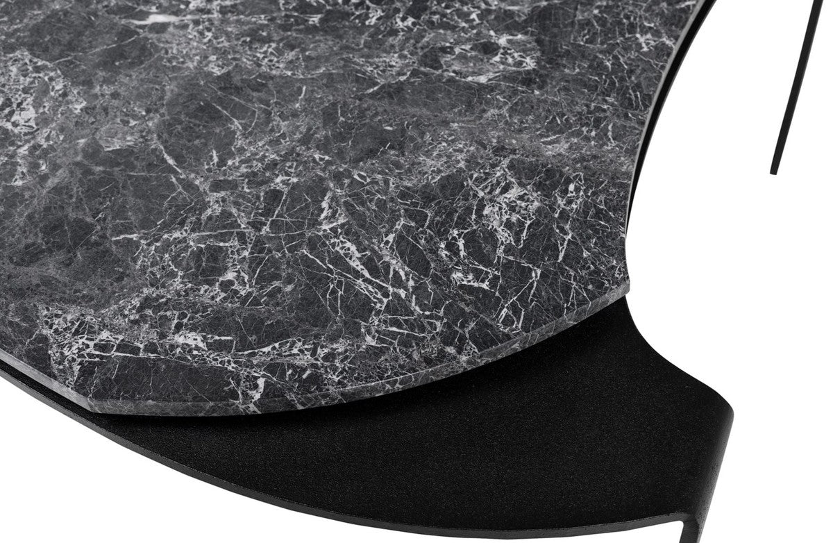 Luxury coffee table black / gray 75.5 x 78 x H. 32.5 cm - designer living room table with marble top