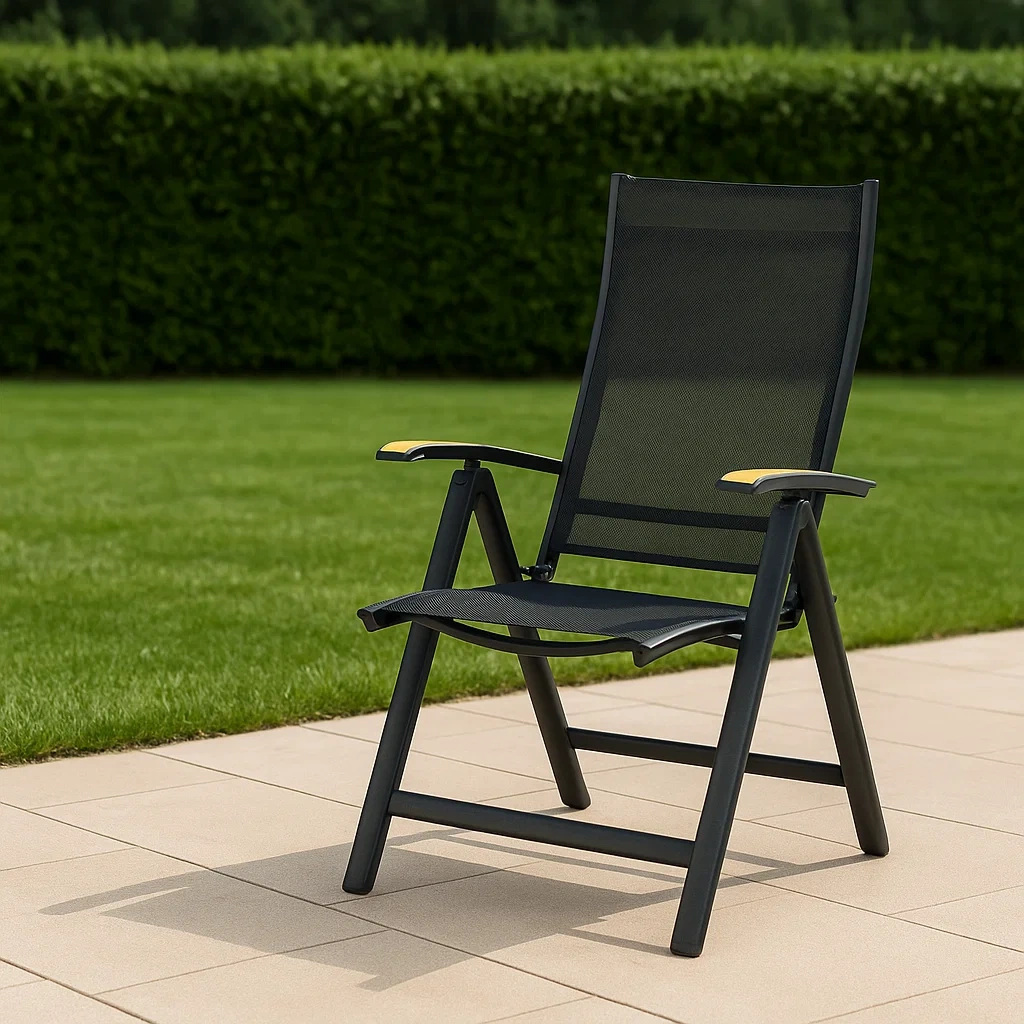 Gartenstuhl, klappbar, schwarz, Aluminium, geeignet für den Garten, 66 x 47 x 107 cm