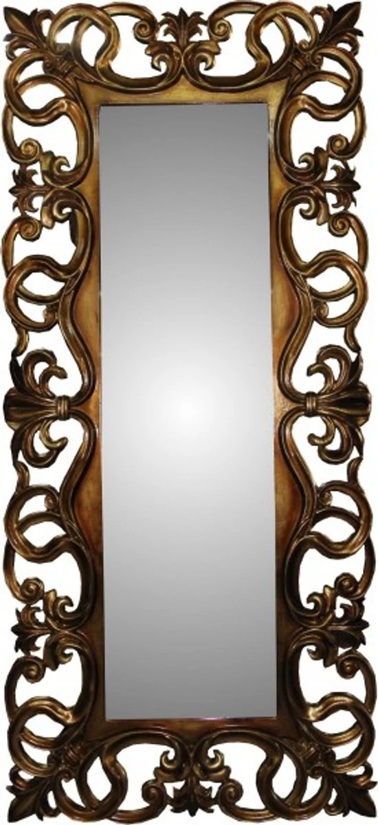Baroque luxury wall mirror made of oak wood gold W 80 cm, H 179 cm - noble & magnificent - Made in Italy