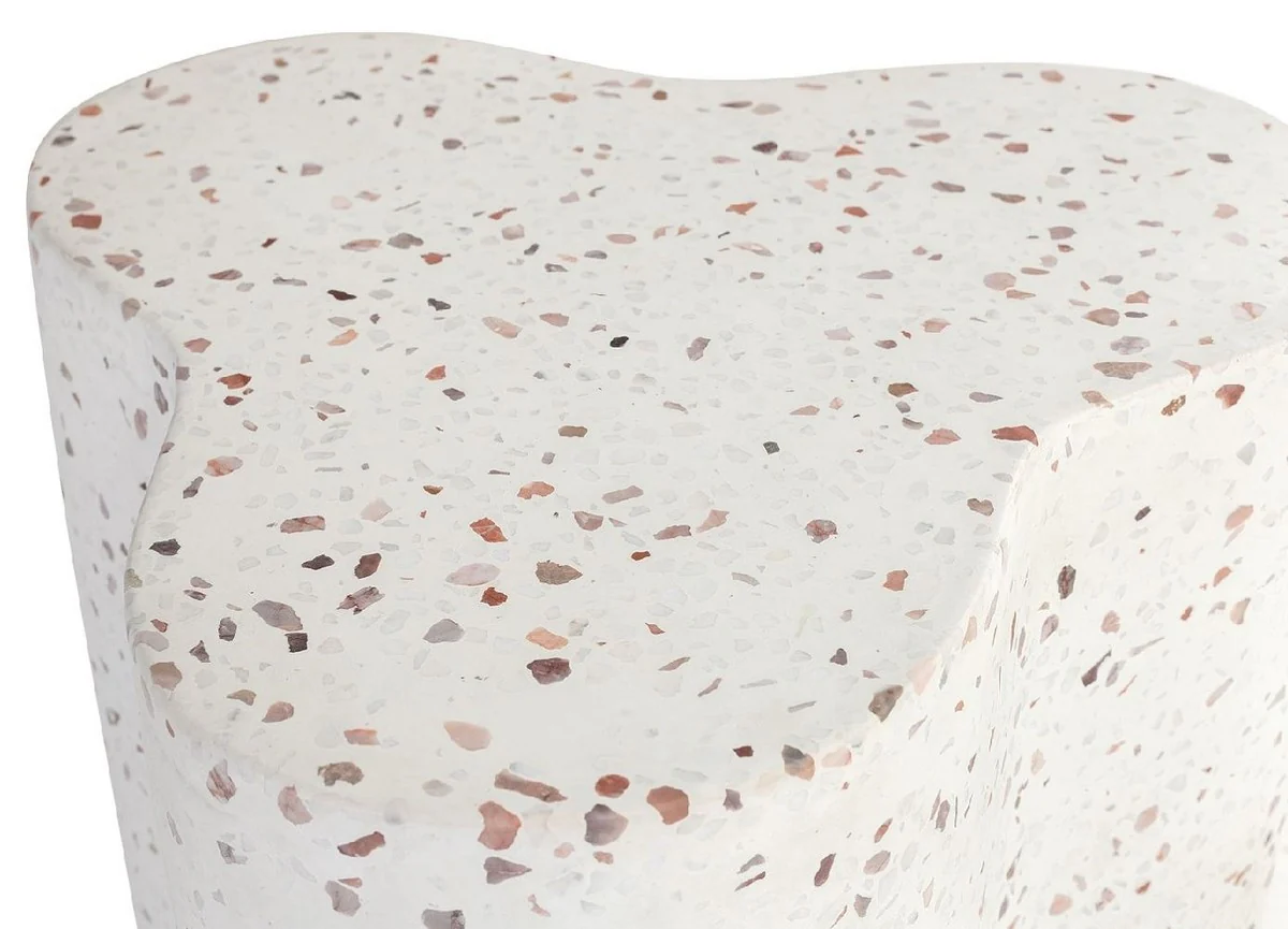 Luxury terrazzo natural stone side table / stool white 41.5 x 41.5 x H. 45 cm - living room furniture - hotel furniture - natural stone furniture - luxury furniture - luxury furnishings