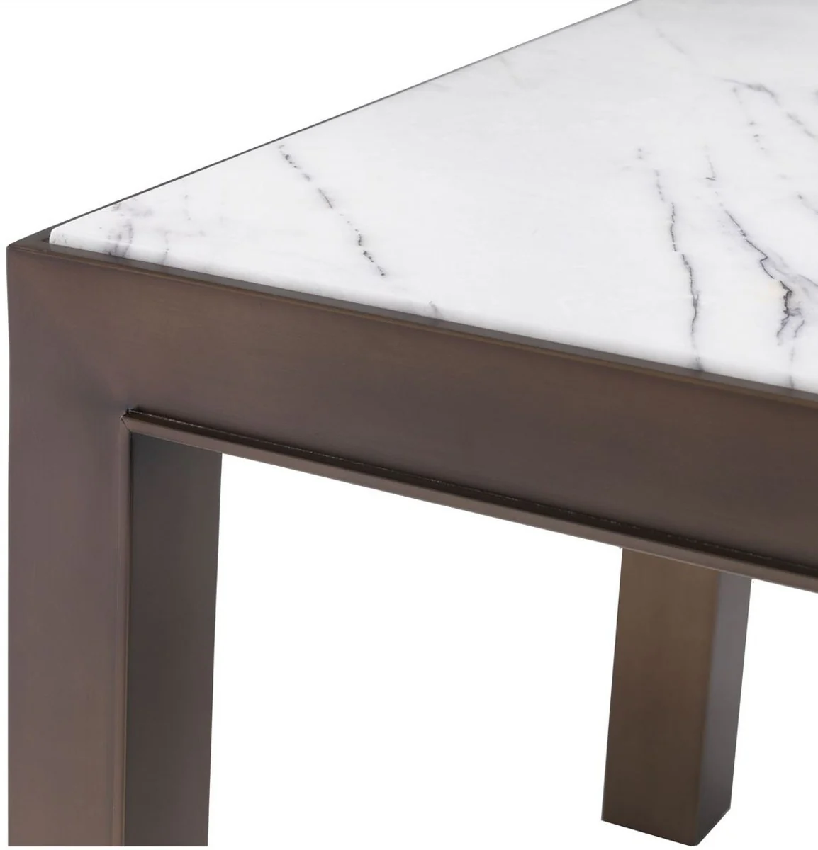 Luxury side table antique brass / white / purple 65 x 65 x H. 51.5 cm - stainless steel table with marble top - living room furniture - luxury furniture