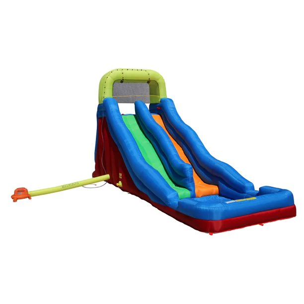BANZAI Double Drop Raceway, großes aufblasbares Wasserpark-Spielzentrum – Dual-Racing-Wasserrutschen und Kletterwand – Sommerspaß im Freien für Kinder und Familien