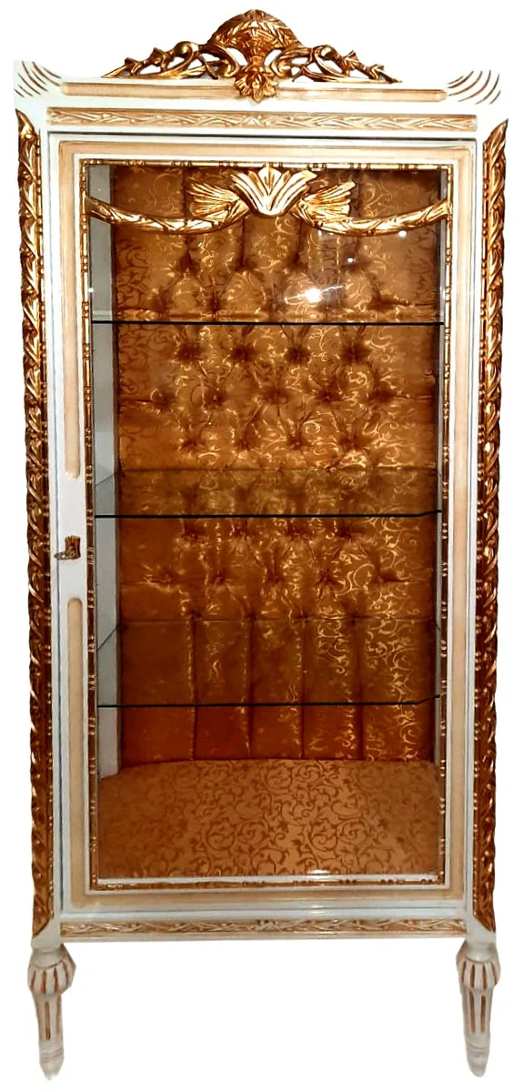 Baroque display cabinet cream / beige / gold - magnificent baroque display cabinet with glass door - baroque furniture