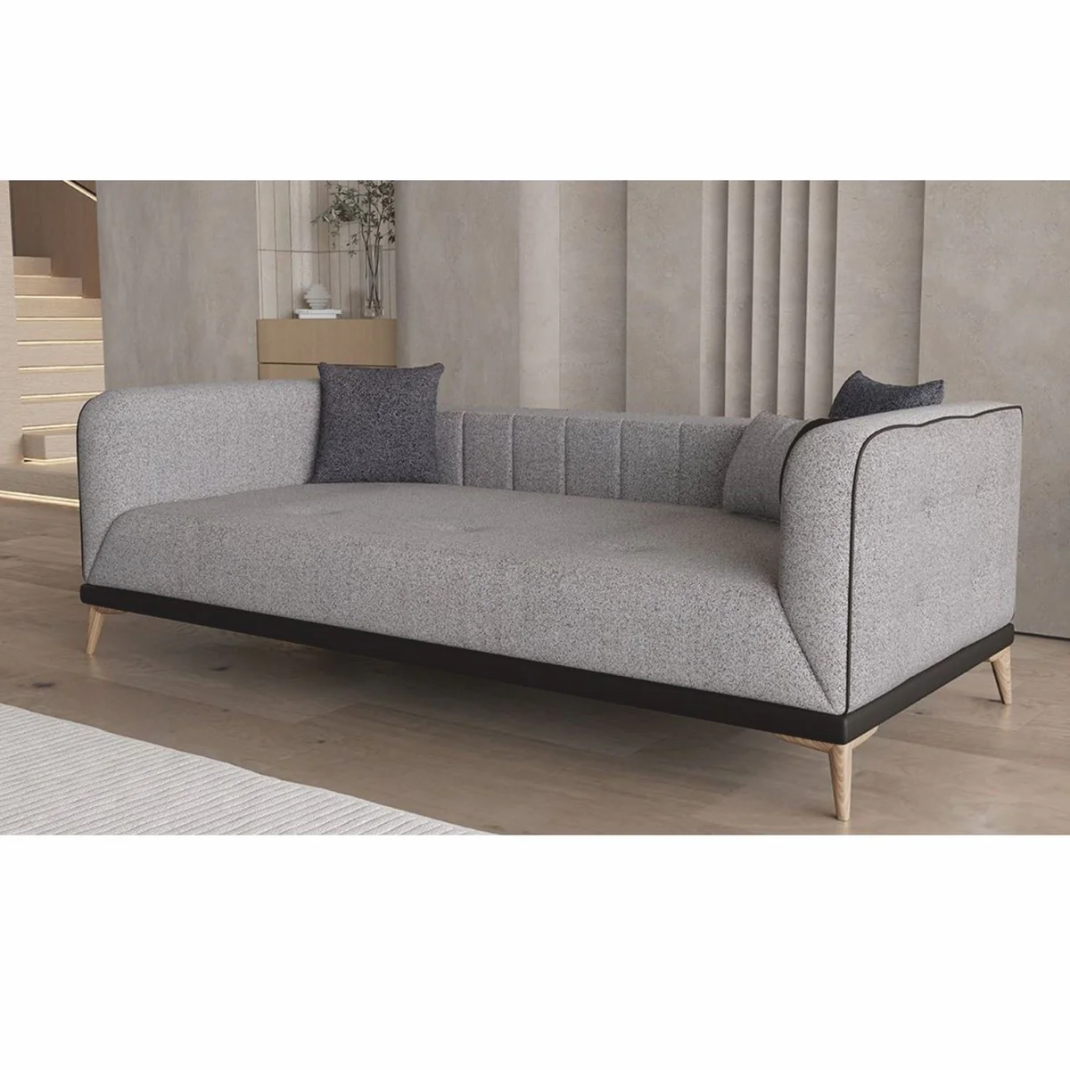 Luxury sofa bed with adjustable backrest gray / black / natural 229 cm