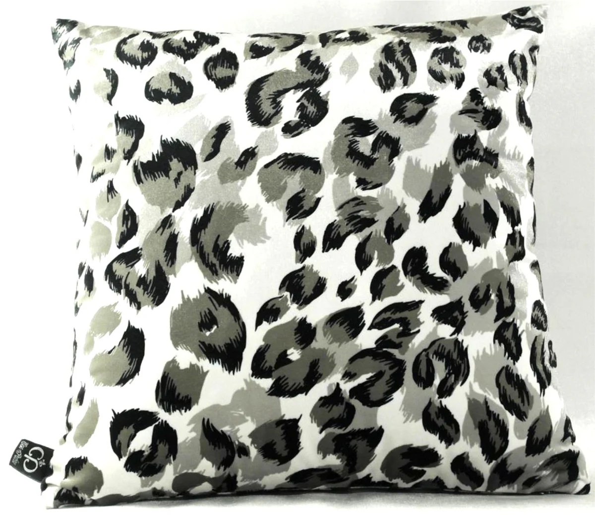 Luxus Wohnzimmer Deko Kissen Milwaukee Weiß / Schwarz / Grau 45 x 45 cm - Feinster Samtstoff - Luxus Kollektion