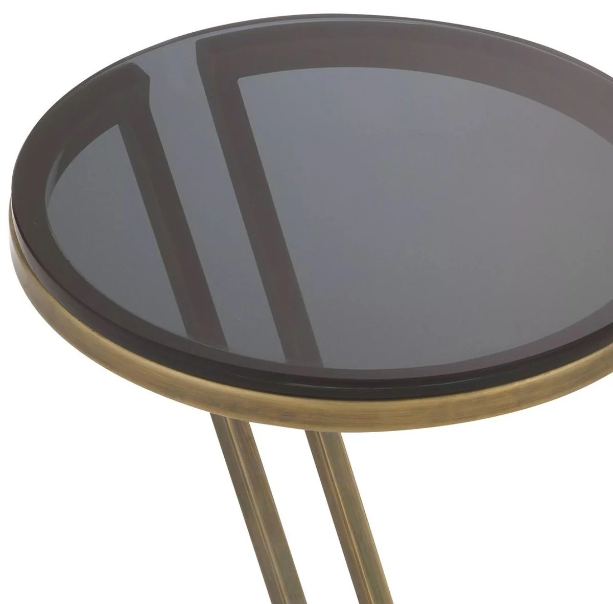 Luxury side table vintage brass / gray Ø 36 x H. 60 cm - stainless steel table with glass top - living room furniture - luxury furniture - luxury furnishings - luxury interior