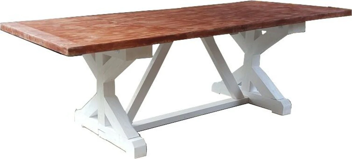Shabby Chic Dining Table White Antique Style / Wood Colors 240 x 100 cm - Country House Style Table - Pine Wood