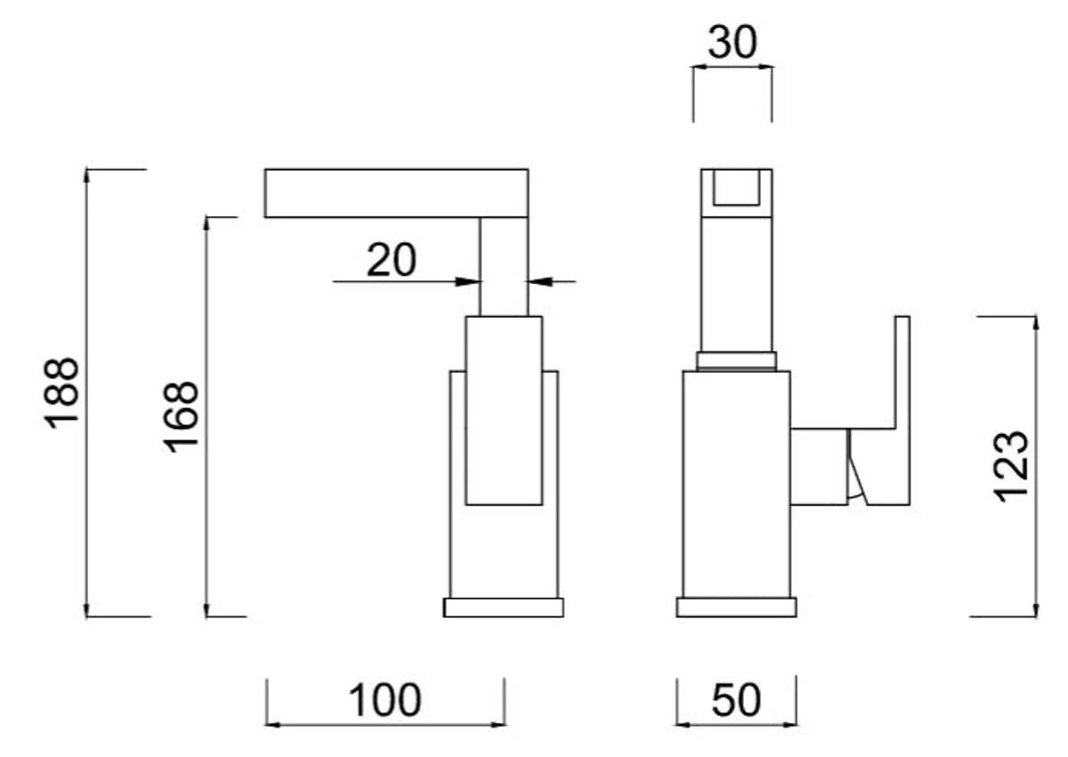 Luxury bathroom basin mixer silver H. 18.8 cm - single-lever basin mixer with waterfall spout
