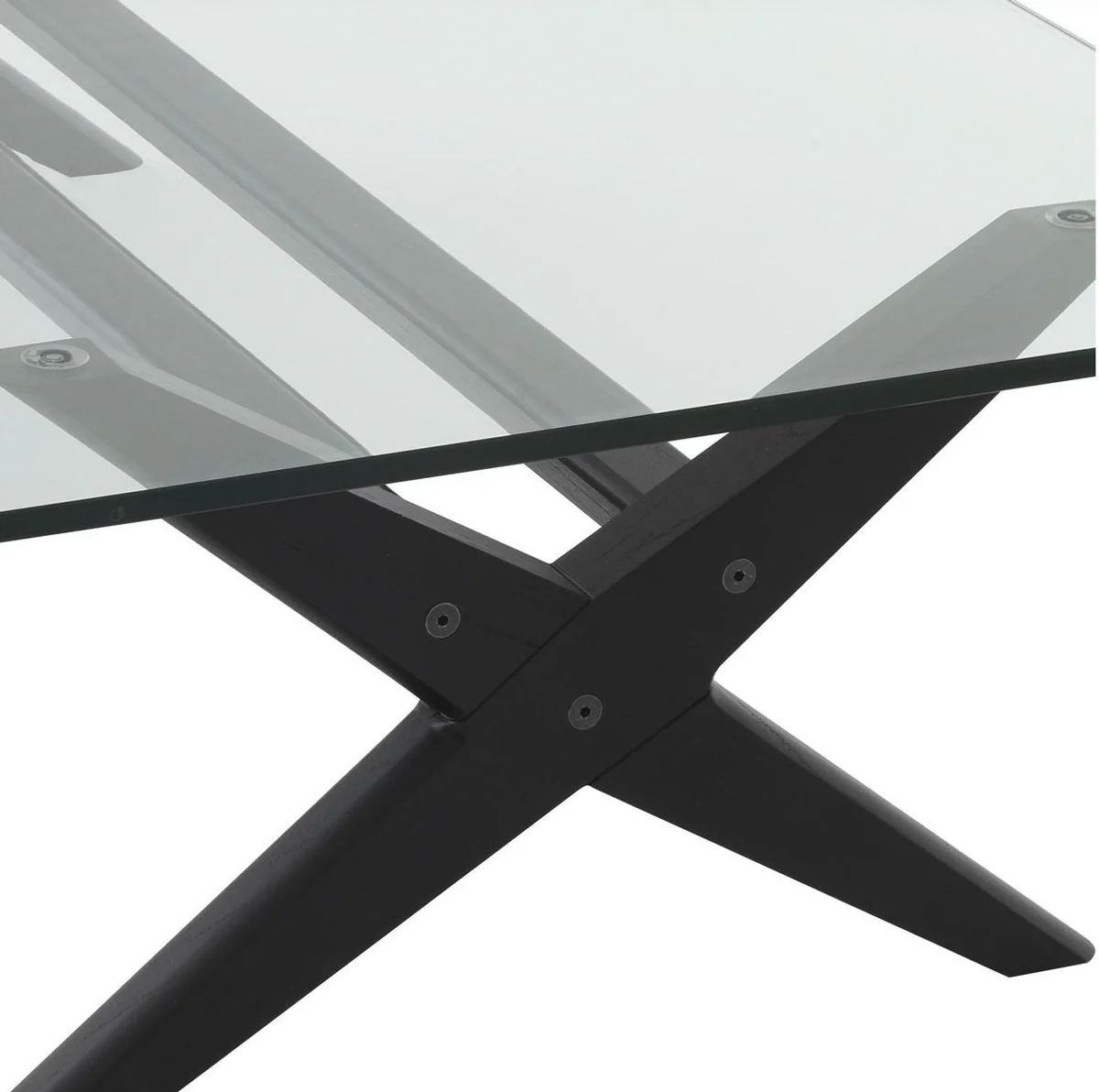 Luxury coffee table black 160 x 80 x H. 40.5 cm - Rectangular solid wood living room table with glass top - Luxury living room furniture