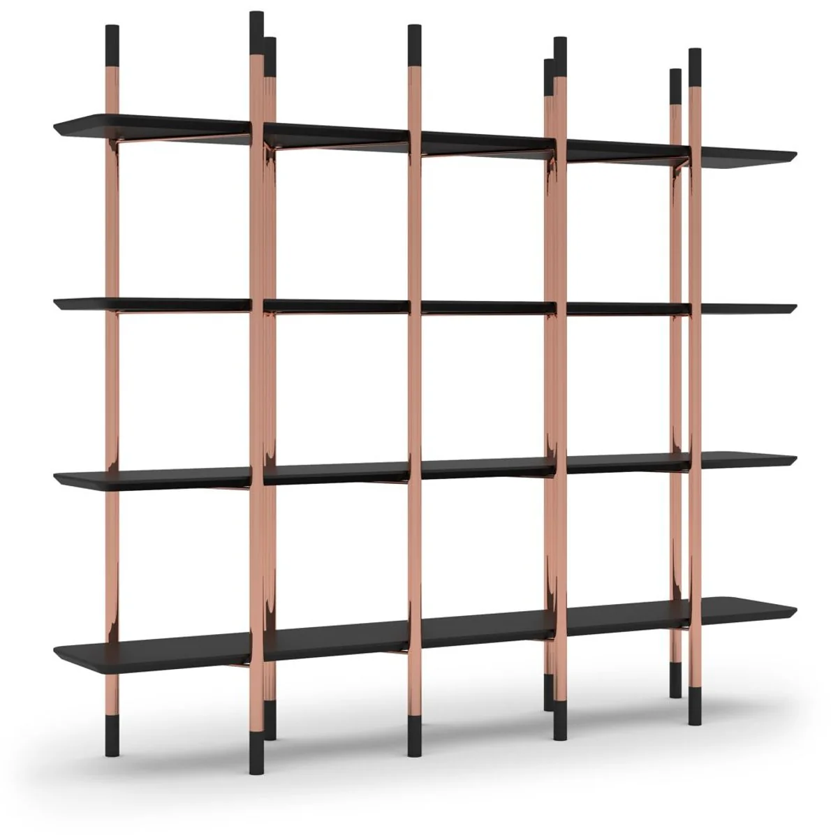 Luxury shelf cabinet matt black / copper 300 x 46 x H. 210 cm - bookcase - living room cabinet - office cabinet - living room furniture - office furniture - luxury furniture