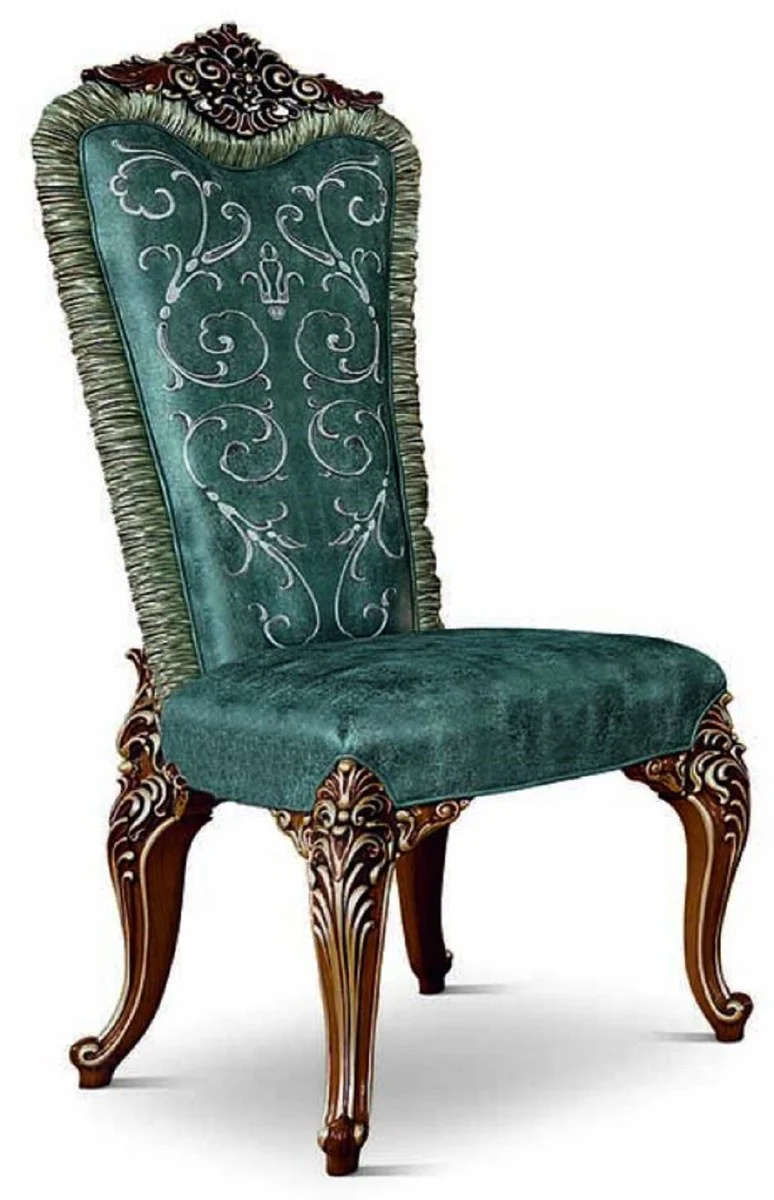 Luxury Baroque Dining Chair Green / Brown / Gold - Made in Italy