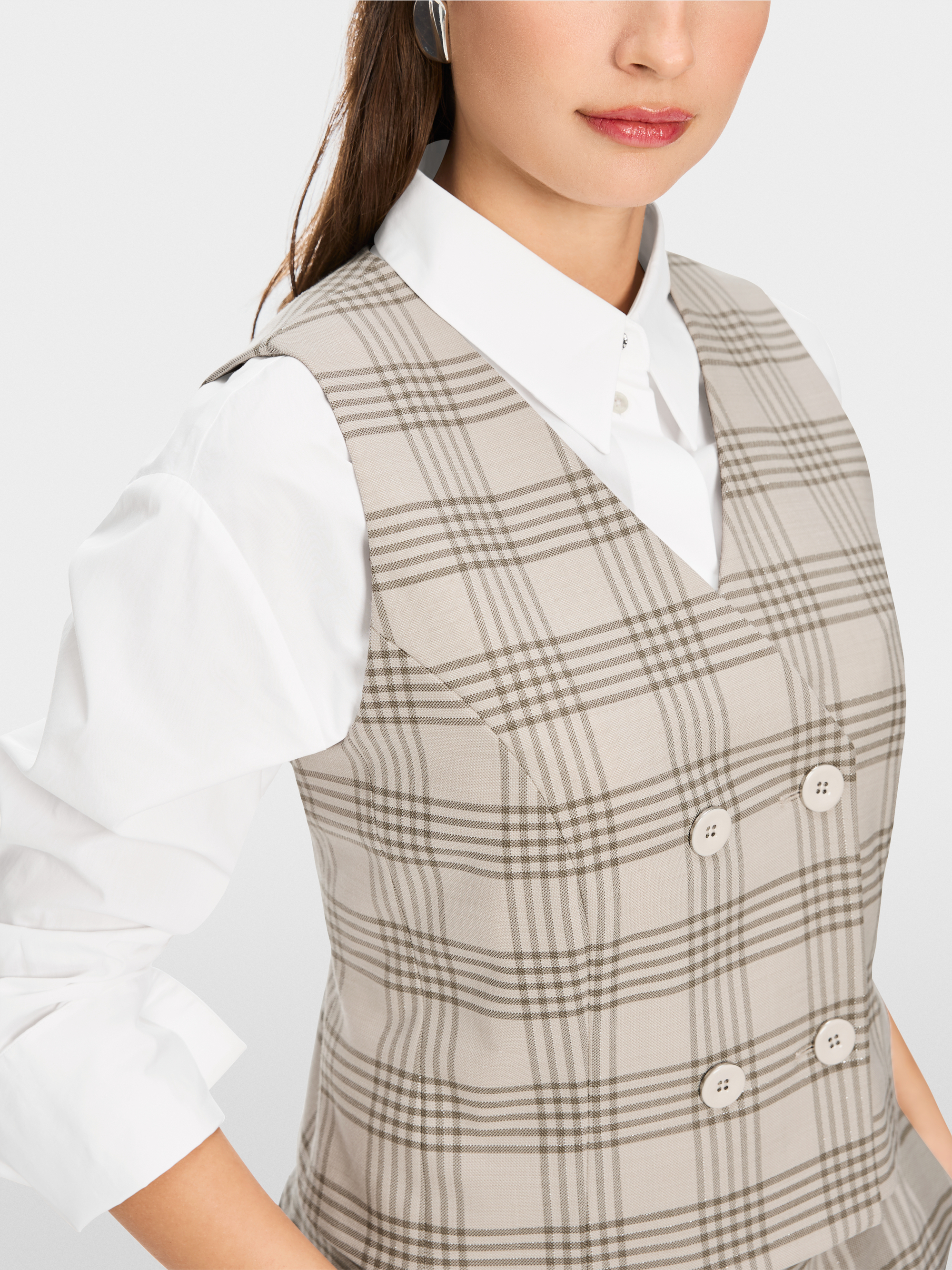 Kariertes Marc-Cain-Weste mit Lurex-Details