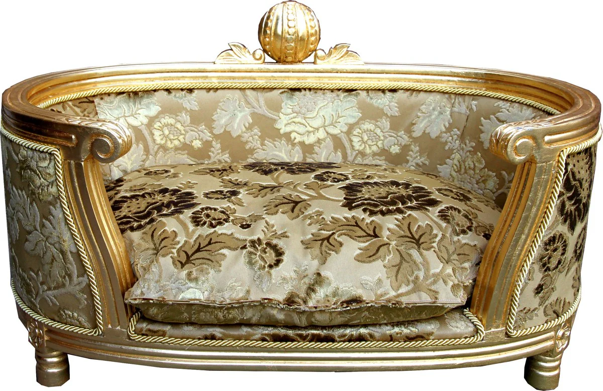 Pompöös by Luxury Baroque Dog & Cat Bed Gold Bouquet Pattern / Gold by Harald Glööckler