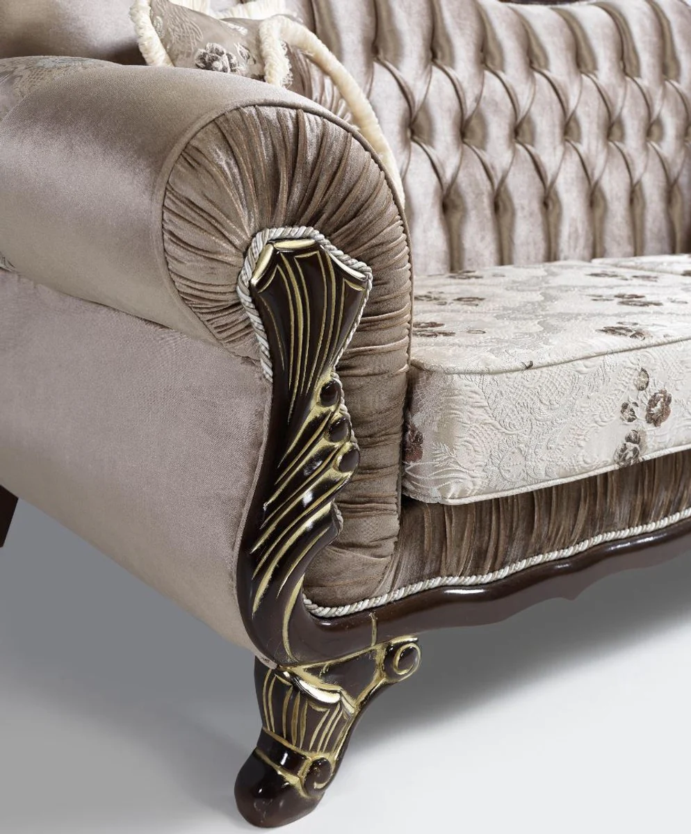 Baroque living room set brown / beige / black / gold - 2 sofas & 2 armchairs & 1 coffee table - living room furniture in baroque style