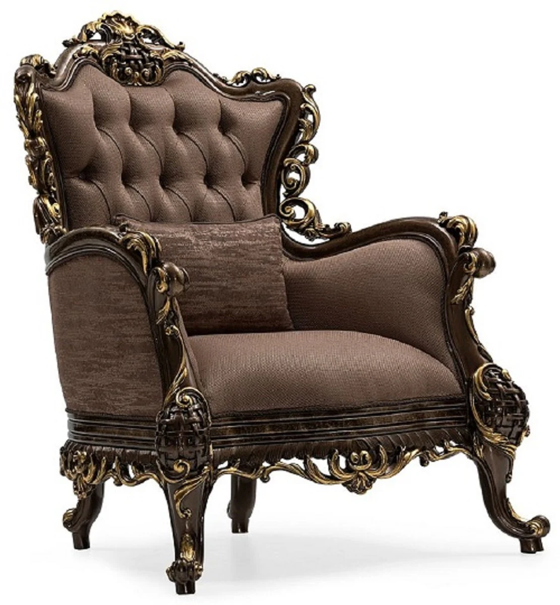 Luxury Baroque Living Room Set Gray / Brown / Gold - 2 Baroque Sofas & 2 Baroque Armchairs & 1 Baroque Coffee Table - Luxury Living Room Furniture in Baroque Style - Baroque Furniture - Noble & Magnificent