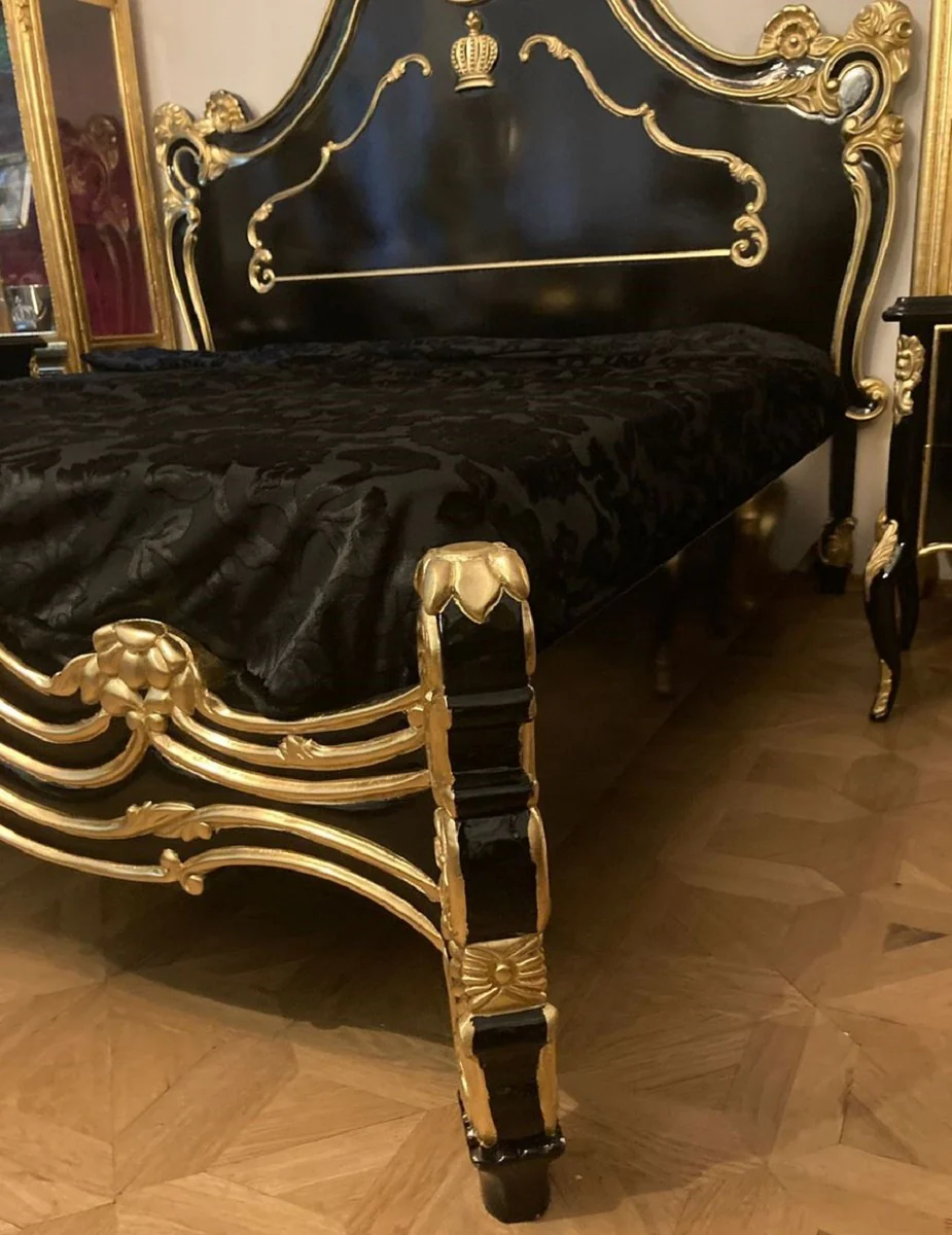 Pompöös by Luxury Baroque Double Bed with Mattress Black / Gold - Pompöös Baroque Bed designed by Harald Glööckler - Bedroom Furniture in Baroque Style - Baroque Furniture - Noble & Magnificent