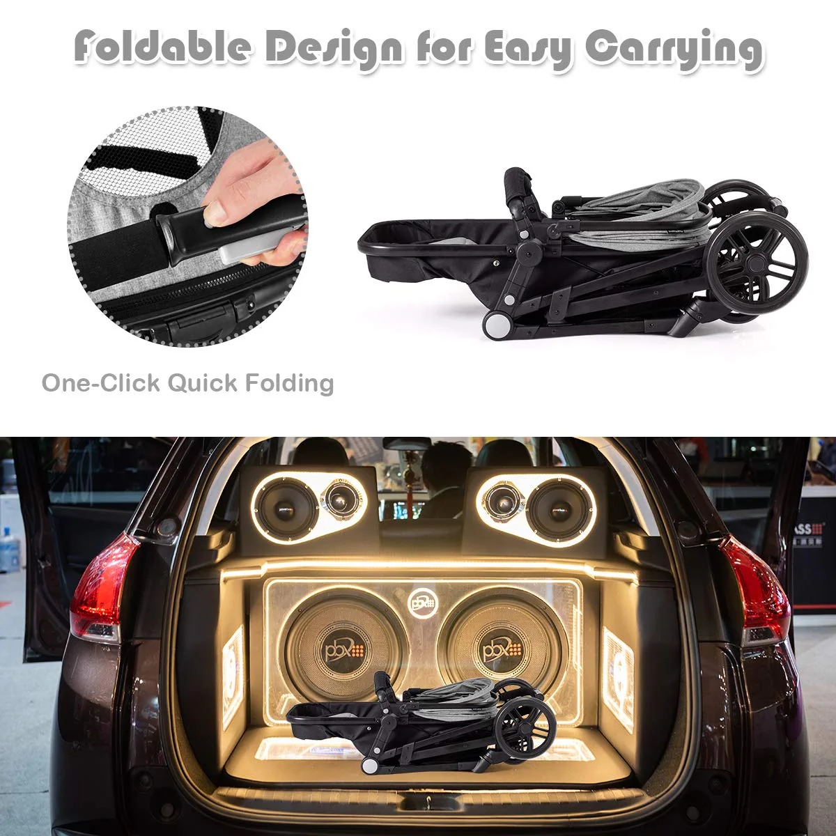 Kinderwagen, umwandelbarer Hochformat-Kinderwagen mit Stubenwagen, verstellbares Verdeck und Rückenlehne, Aufbewahrungskorb, Getränkehalter, faltbarer Kinderwagen für Neugeborene (Rosa)