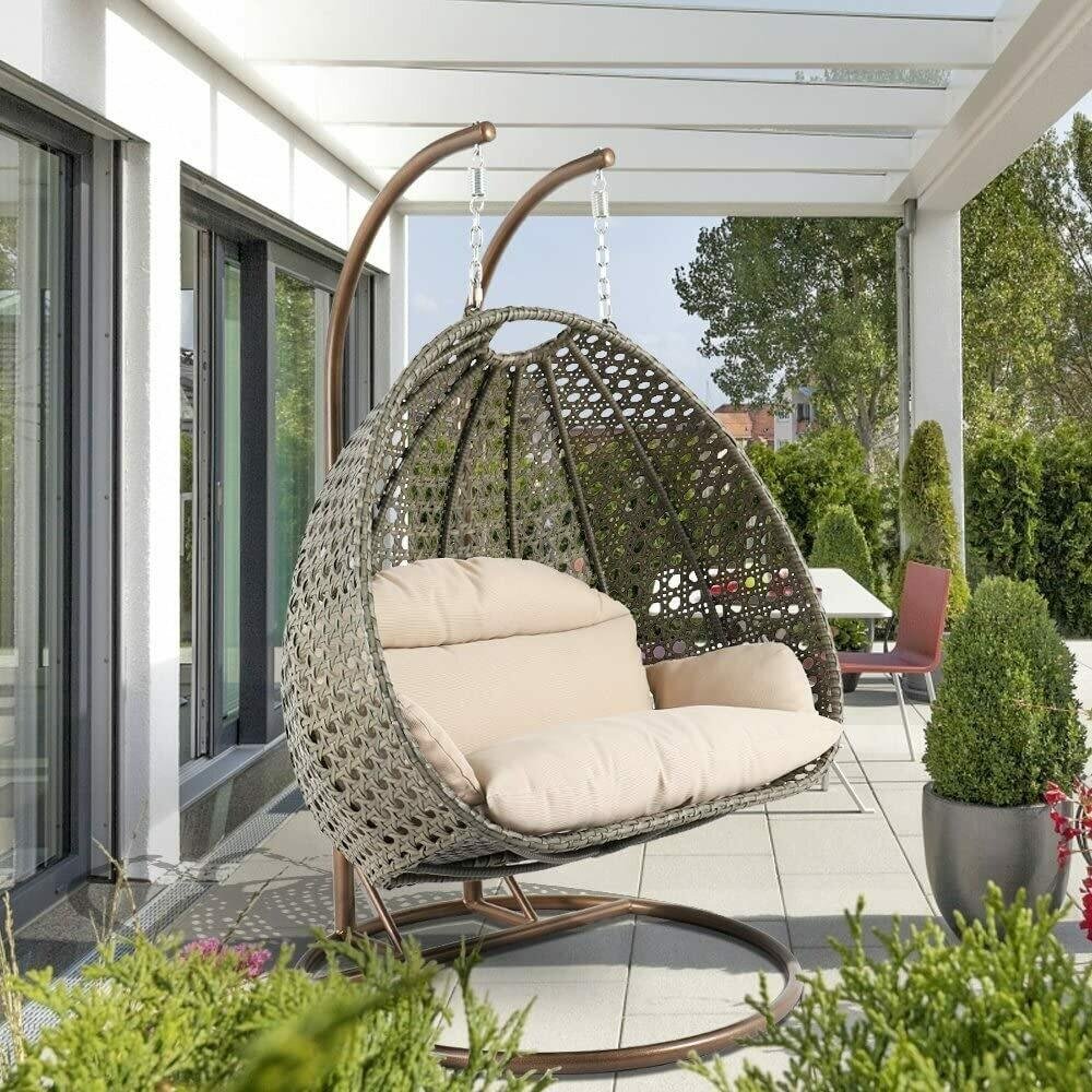 Patio Wicker Swing Stuhl mit Stand Rain Cover enthalten