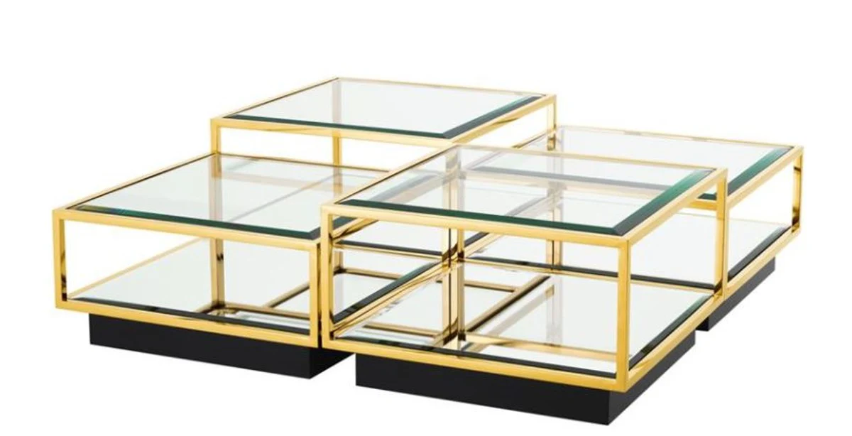 Art Deco Luxury Coffee Table Gold Set of 4 - Living Room Salon Table