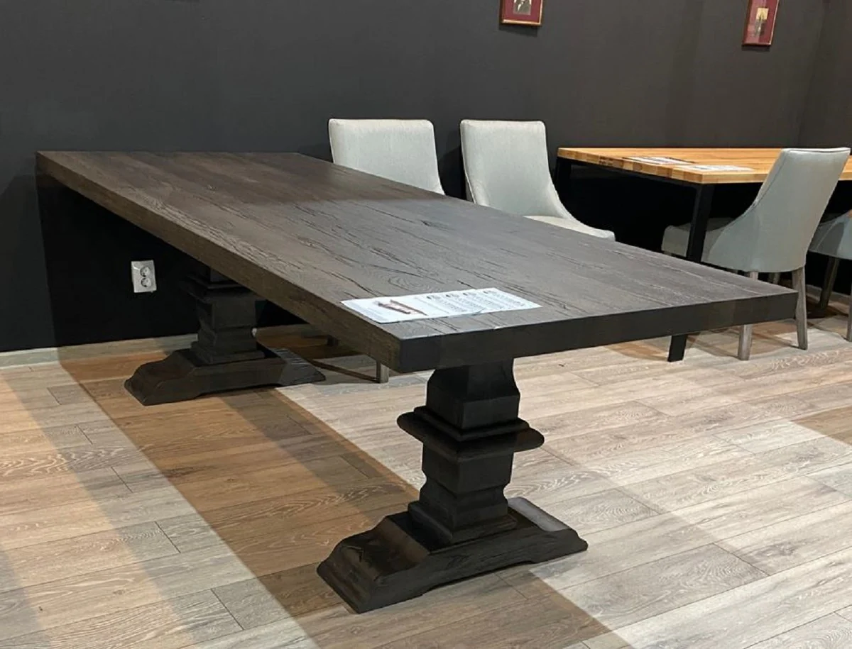 Country house style dining table gray 240 x 100 x H. 77 cm - Rustic solid wood kitchen table - Rustic solid wood dining room furniture - Country house style dining room furniture
