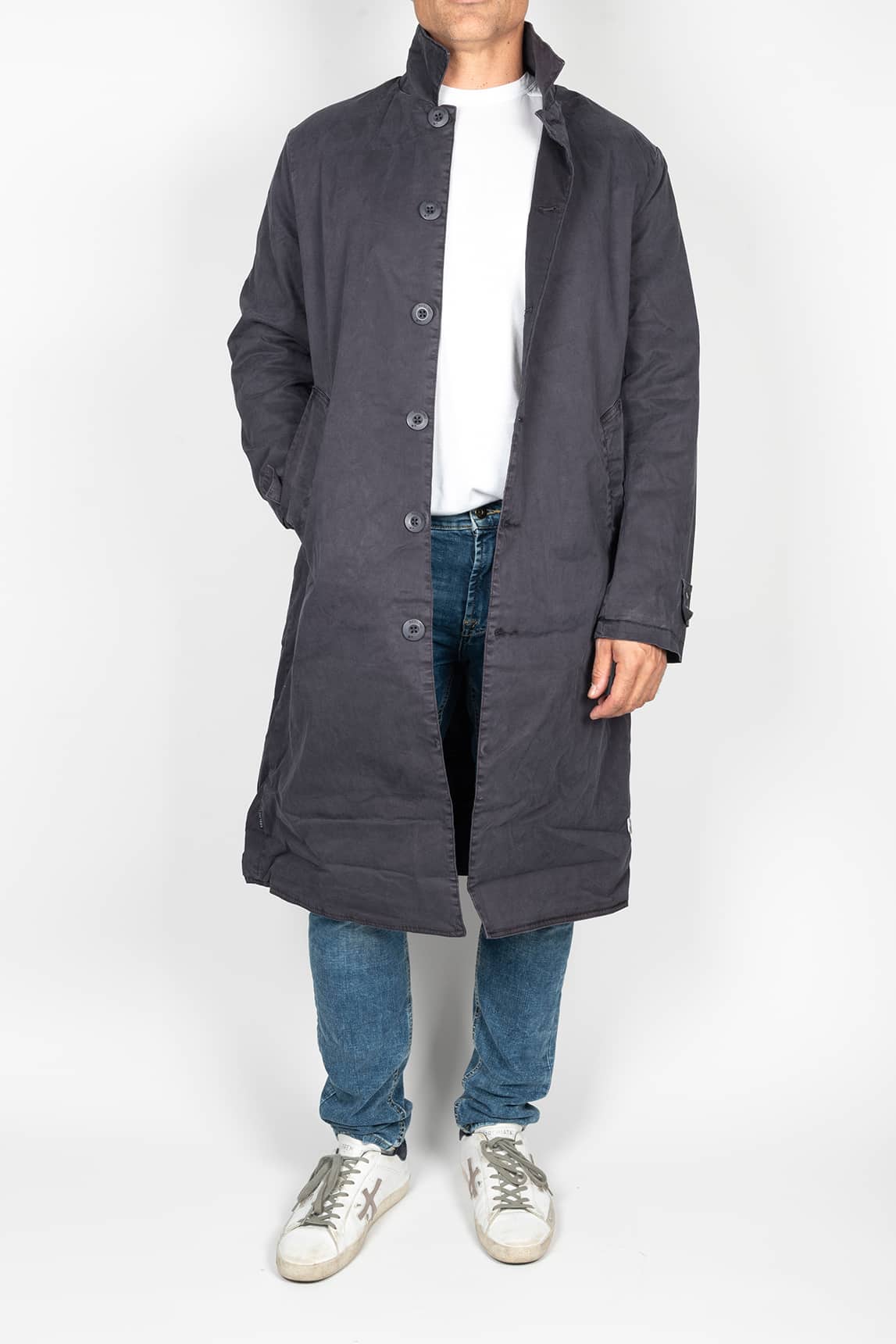 Rivera-Spain Keeling langer anthrazitfarbener Trenchcoat